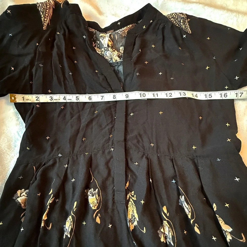 Free People Sierra Valley Mini Dress Small Black Paisley Floral Boho